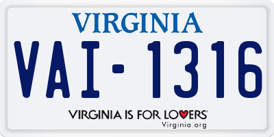 VA license plate VAI1316