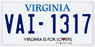 VA license plate VAI1317