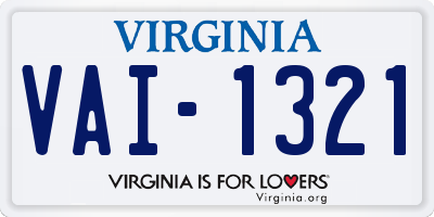 VA license plate VAI1321