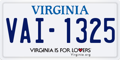VA license plate VAI1325