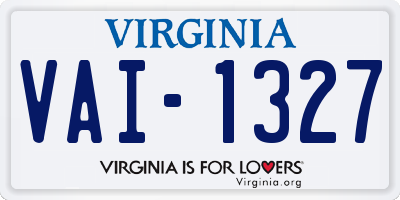 VA license plate VAI1327