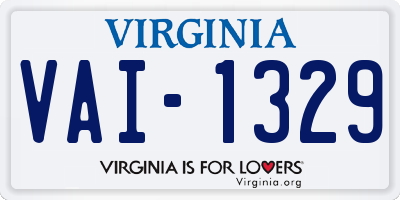 VA license plate VAI1329