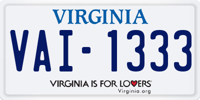 VA license plate VAI1333