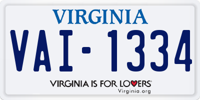 VA license plate VAI1334