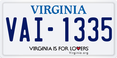VA license plate VAI1335