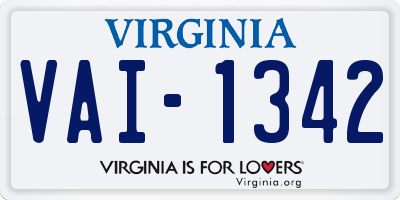 VA license plate VAI1342