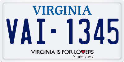 VA license plate VAI1345