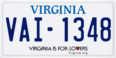 VA license plate VAI1348