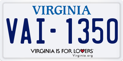 VA license plate VAI1350