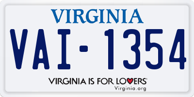 VA license plate VAI1354