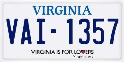 VA license plate VAI1357