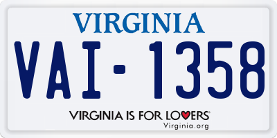 VA license plate VAI1358