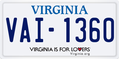 VA license plate VAI1360