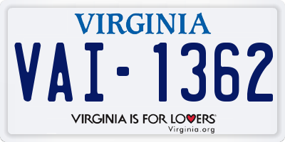 VA license plate VAI1362