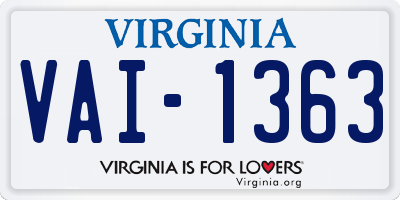 VA license plate VAI1363