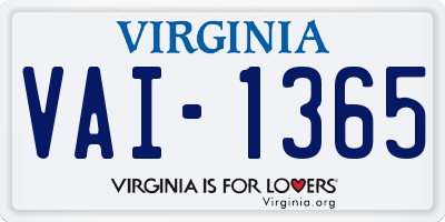 VA license plate VAI1365