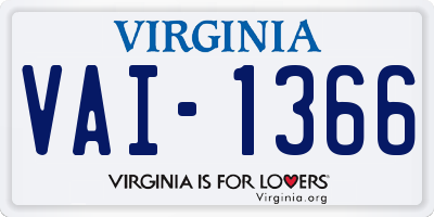 VA license plate VAI1366