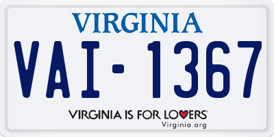 VA license plate VAI1367