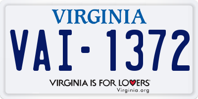 VA license plate VAI1372