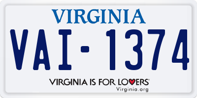 VA license plate VAI1374
