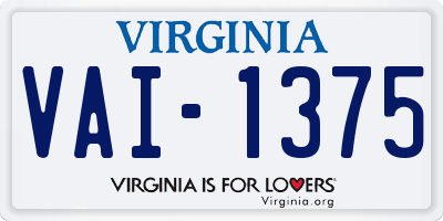 VA license plate VAI1375