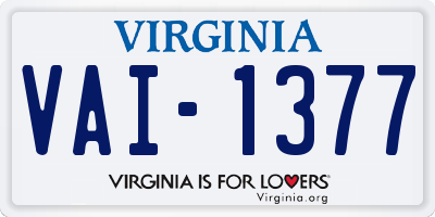 VA license plate VAI1377