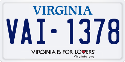 VA license plate VAI1378