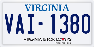 VA license plate VAI1380