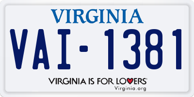 VA license plate VAI1381