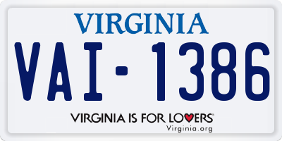 VA license plate VAI1386
