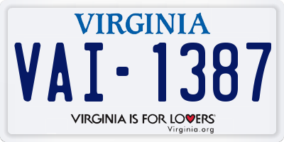 VA license plate VAI1387