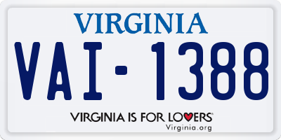 VA license plate VAI1388