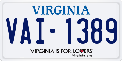 VA license plate VAI1389