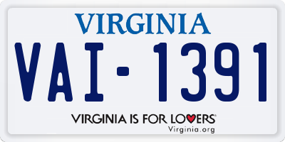 VA license plate VAI1391