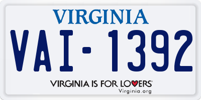 VA license plate VAI1392