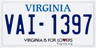 VA license plate VAI1397