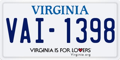 VA license plate VAI1398