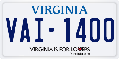 VA license plate VAI1400