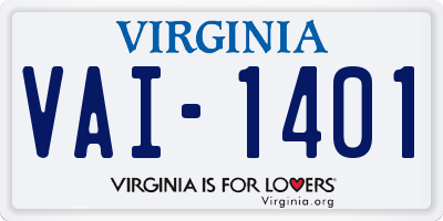 VA license plate VAI1401