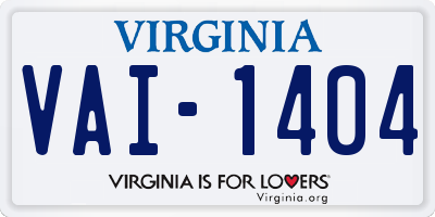 VA license plate VAI1404