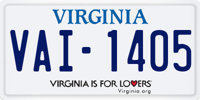 VA license plate VAI1405