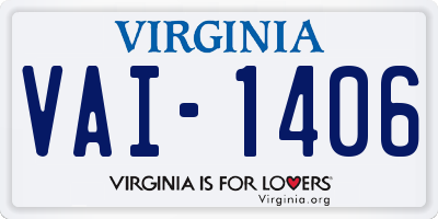 VA license plate VAI1406