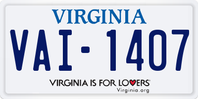 VA license plate VAI1407