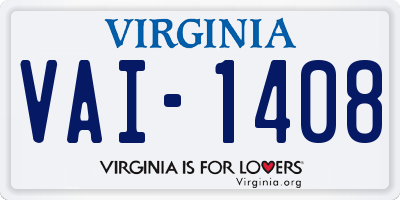 VA license plate VAI1408
