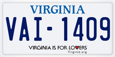 VA license plate VAI1409