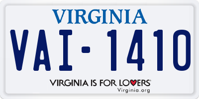 VA license plate VAI1410