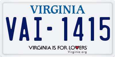 VA license plate VAI1415