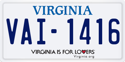 VA license plate VAI1416