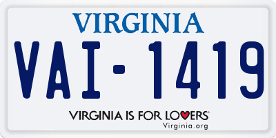 VA license plate VAI1419