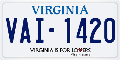 VA license plate VAI1420